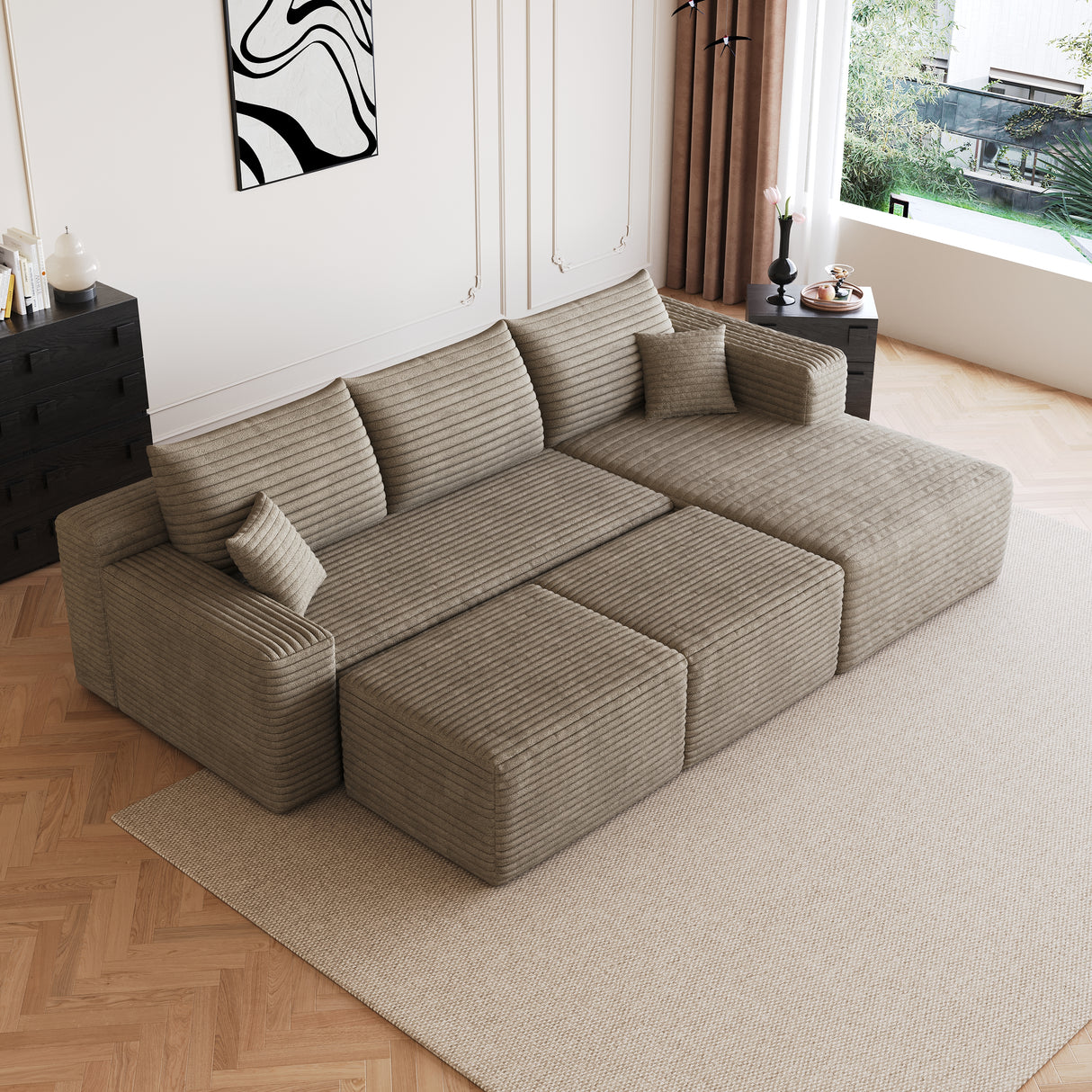 95" Cloud Sectional Sofa with 2 Ottomans