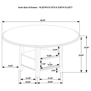 Fulton - Round Dining Table With Drawer - Dark Brown