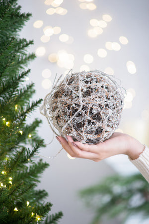 D6" Iced Twig Ball - Set of 4 Christmas Ornaments