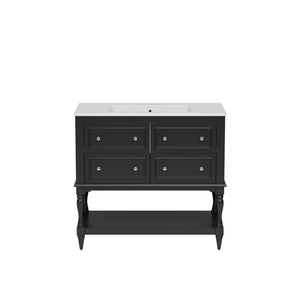 Bathroom Vanity With Medicine Cabinet, Storage Cabinet With 4 Drawers, Adjustable Shelf Mirror