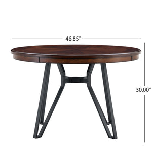 Mid Century Modern Round Dining Table With Metal Legs And Open Shelf - Best Buy Furniture