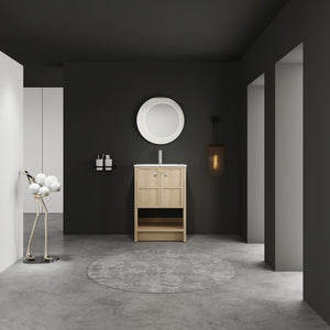 Modern Freestanding Bathroom Vanity With Ceramic Sink And Soft Closing Doors