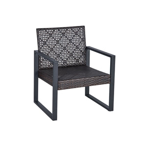 4 Piece Patio Furniture Set With Acacia Wood Table Top And Cushions