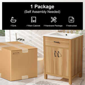 24" Bathroom Vanity with Solid Wood Frame