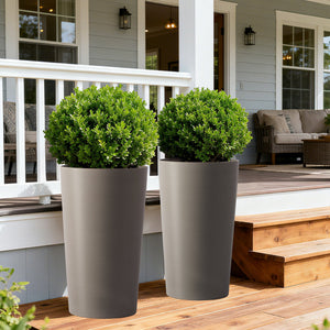 2 Pack Tall 21.7 in Modern Brown Planters for Indoor & Outdoor