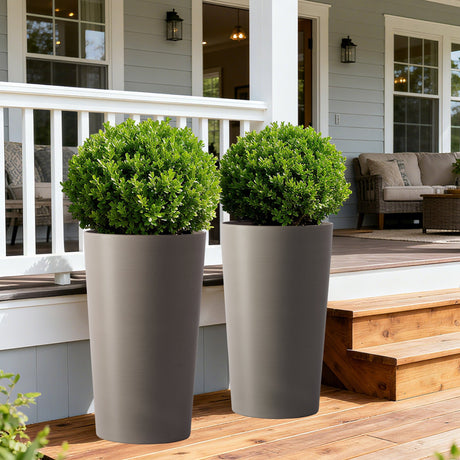 2 Pack Tall 21.7 in Modern Brown Planters for Indoor & Outdoor