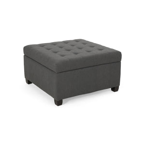 Upholstered Tufted Fabric Storage Ottoman