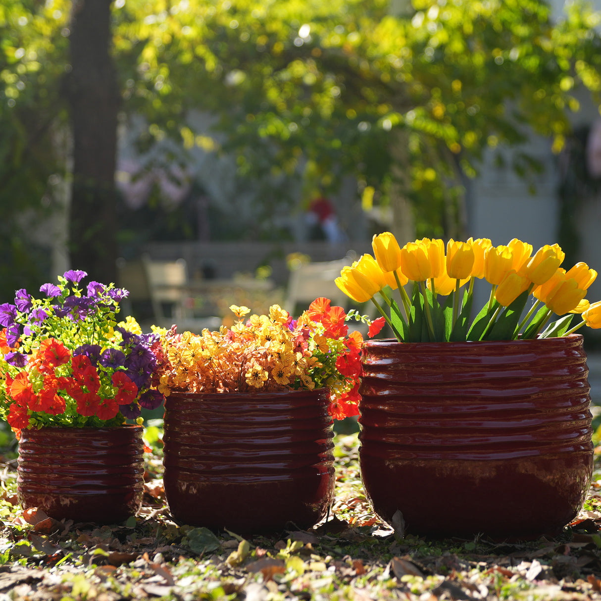 Handmade Glazed Ceramic Planter Set of 3