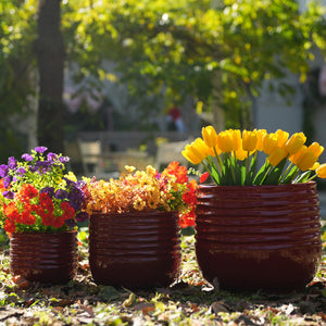 Handmade Glazed Ceramic Planter Set of 3
