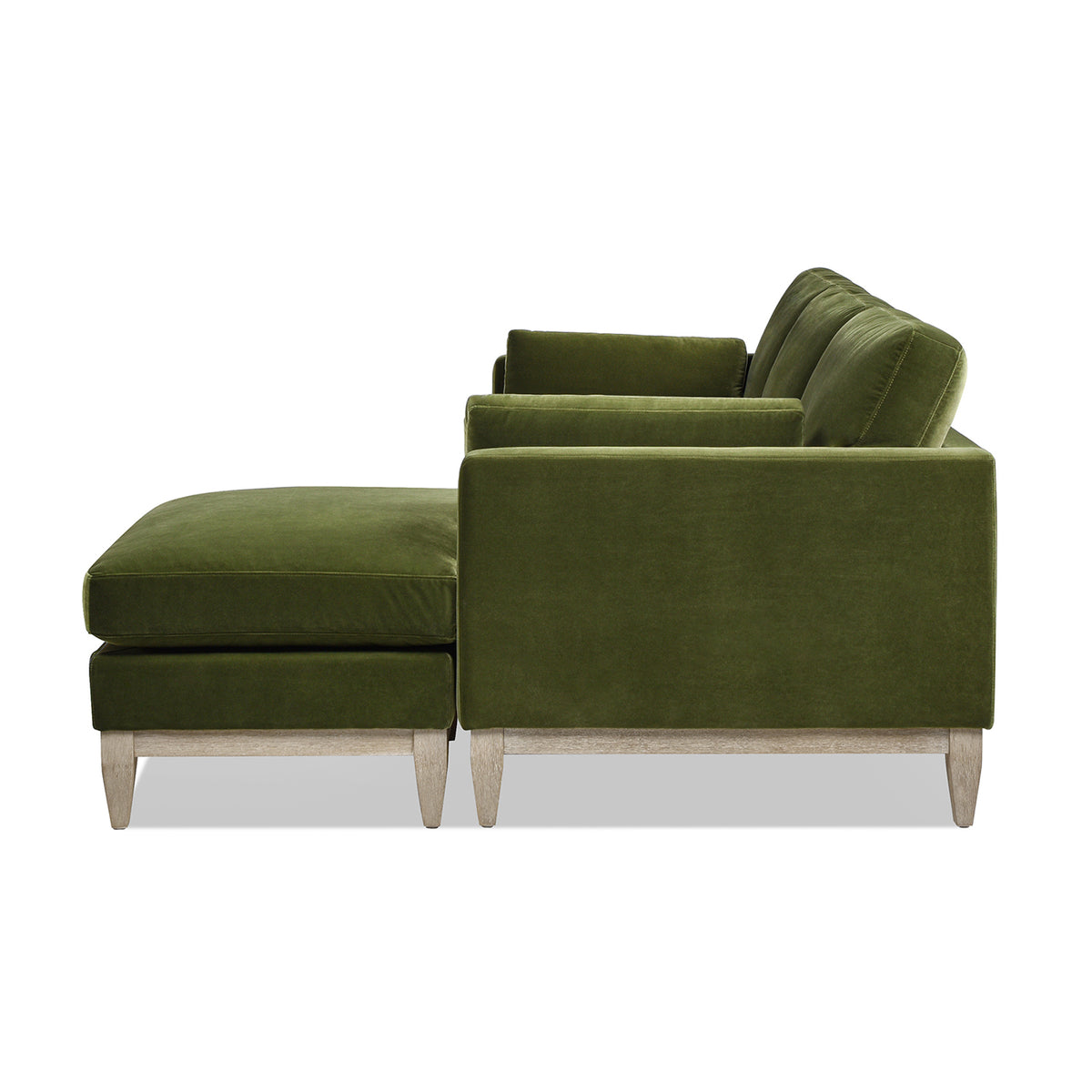 Knox 89-Inch Modern Farmhouse Reversible Chaise Sectional, Green Velvet