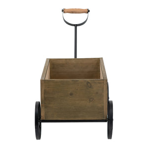 16.5x9.5x8" Rustic Wooden Wagon Planter with Flower Market Sign