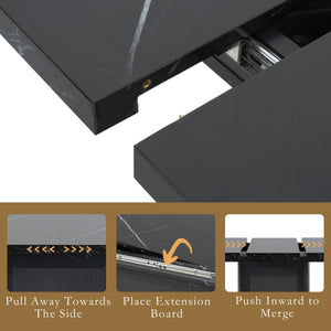 Modern Rectangle Dining Table With Stretchable Top, Storage Cabinet