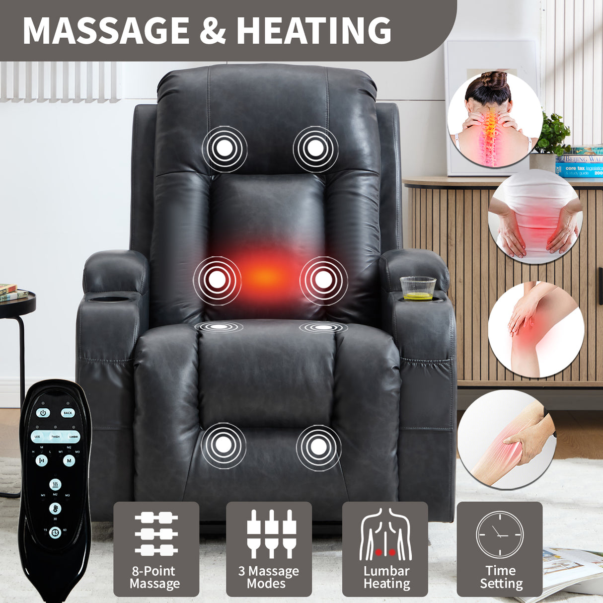 Dark Recliner with Power Lift Assistance