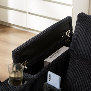 Convertible Chaise Lounge Sofa Chair With USB Ports, Cup Holders, Phone Holder And Storage