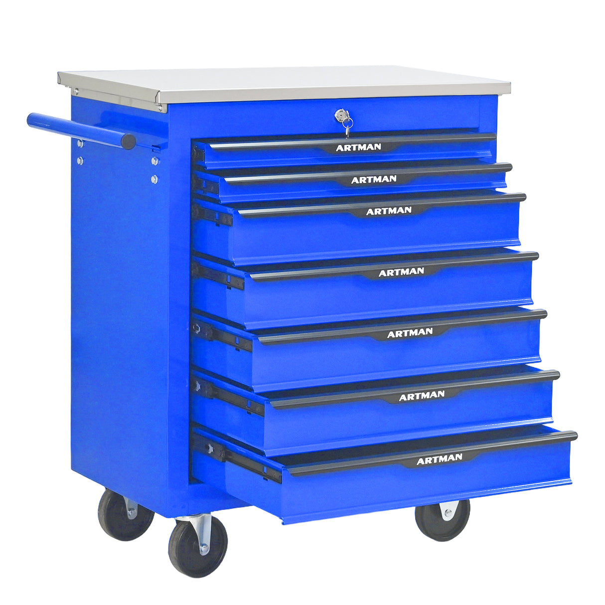 7 Drawers Multifunctional Tool Cart with Wheels - Blue & Black