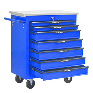 7 Drawers Multifunctional Tool Cart with Wheels - Blue & Black