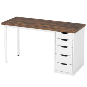 Computer Desk With 5 Drawers, Reversible Cabinet Design