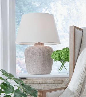 Danry - Metal Table Lamp - Distressed Cream - Best Buy Furniture