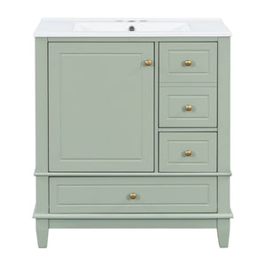 Freestanding Bathroom Vanity With Sink, Soft Close Door, 3 Drawers