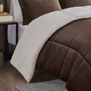 Full/Queen Plush to Sherpa Down Alternative Comforter Set