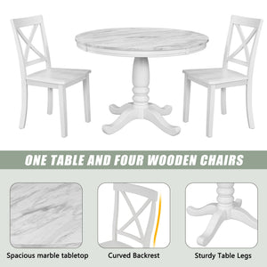 5 Pieces Dining Table And Chairs Set For 4 Persons, Kitchen Room Solid Wood Table With 4 Chairs