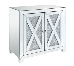 Noralie Mirrored & Faux Diamonds Console Cabinet