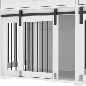 Large Dog Crate, Water Resistant Indoor Pets Furniture Double Dog Crates - Brown White