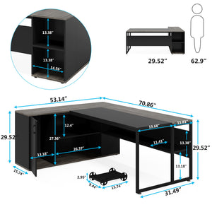 L-Shaped Executive Desk With Cabinet Storage