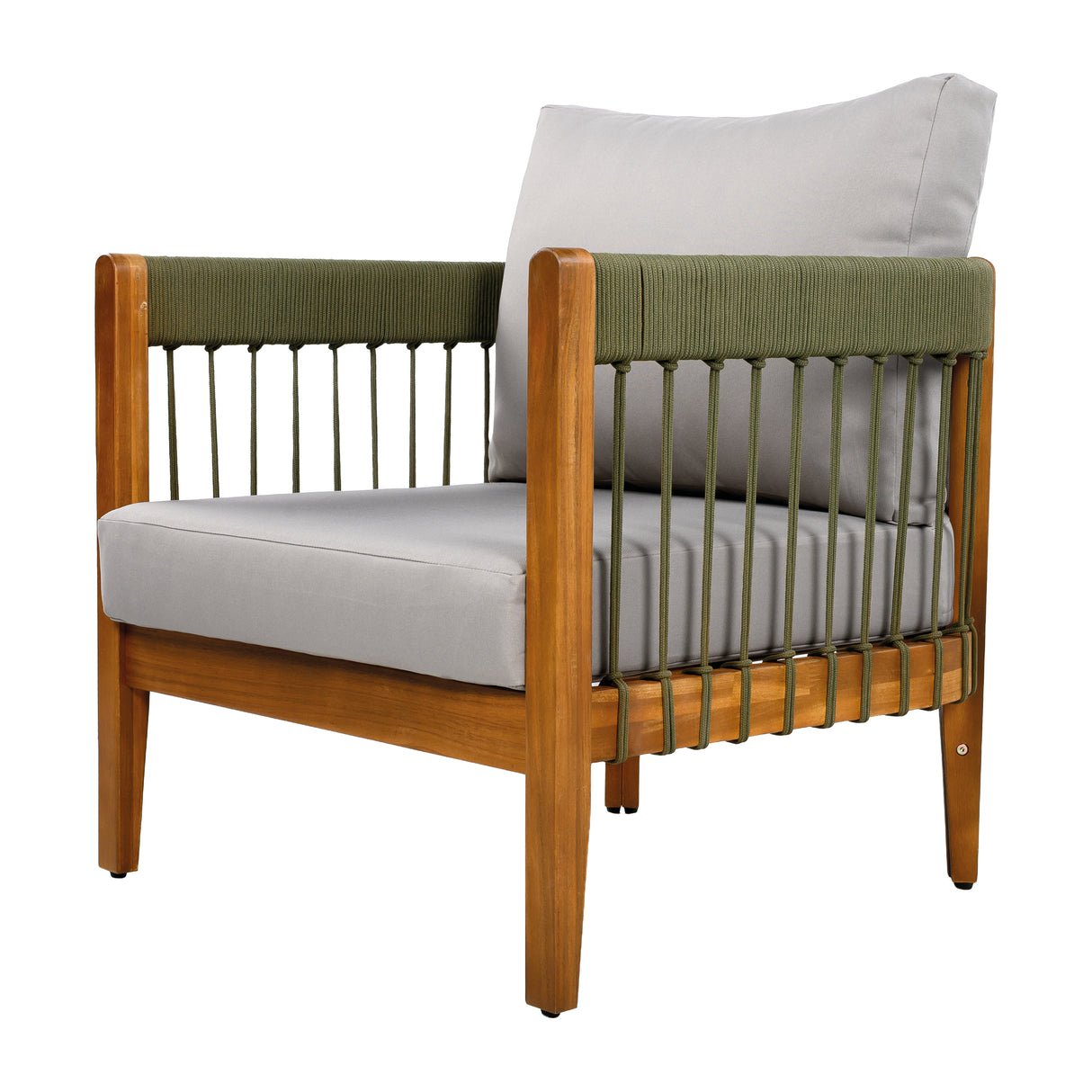 [Set of 2] Acacia Wood Outdoor Club Chair with Rope Accents