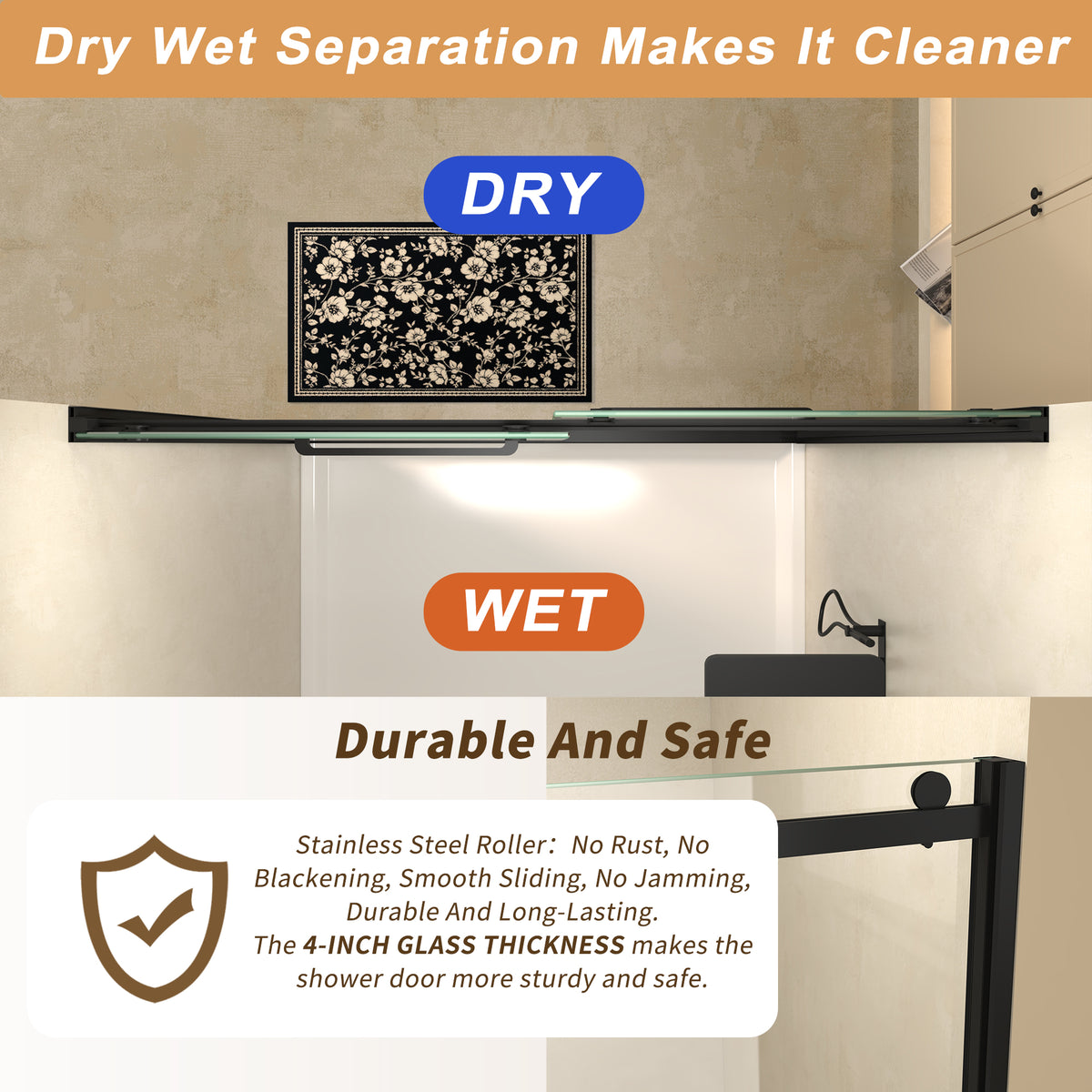 Semi-Frameless Double Sliding Glass Shower Doors