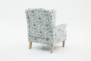 Modern Accent Chair with Retro Wood Legs and Floral Design