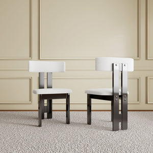 Modern Dining Chairs, Vertical Backrest Kitchen Chairs For Dining Room (Set of 2) - White