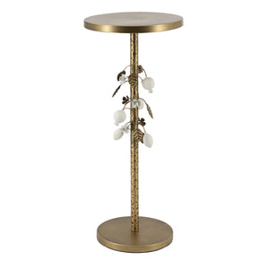 Round Iron Side Table with Botanical Details