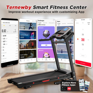 Folding Treadmills For Home - 3.5Hp Portable Foldable With Incline, Electric Treadmill For Running Walking Jogging Exercise With 12 Preset Programs, Indoor Workout Training Space Save Apartment, App - Black