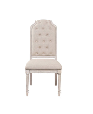 Wynsor Fabric & Antique Champagne Finish Side Chair (Set of 2)