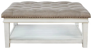 Kanwyn - Uph Ottoman Cocktail Table - Whitewash - Best Buy Furniture