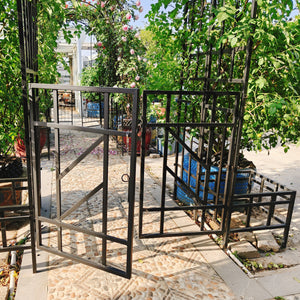 Metal Garden Arch with Gate and Planter for Climbing Plants