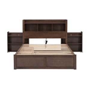 Storage Platform Bed With Pull Out Shelves, Trundle, And 2 Drawers