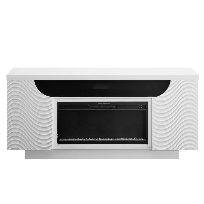 Electric Fireplace TV Stand with Multi-Color LED & 15 Temperature Settings - White