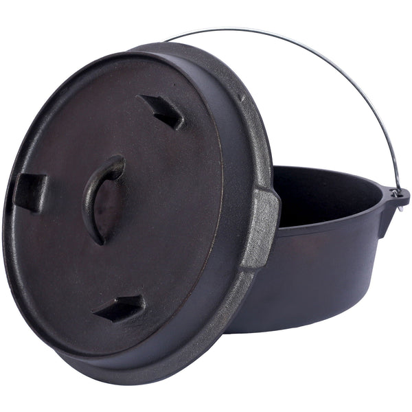 Pre-Seasoned Cast Dutch Oven with Skillet Lid and Pot Rack