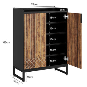 5 Tier Shoe Cabinet With Doors, Compact Entryway Storage Organizer