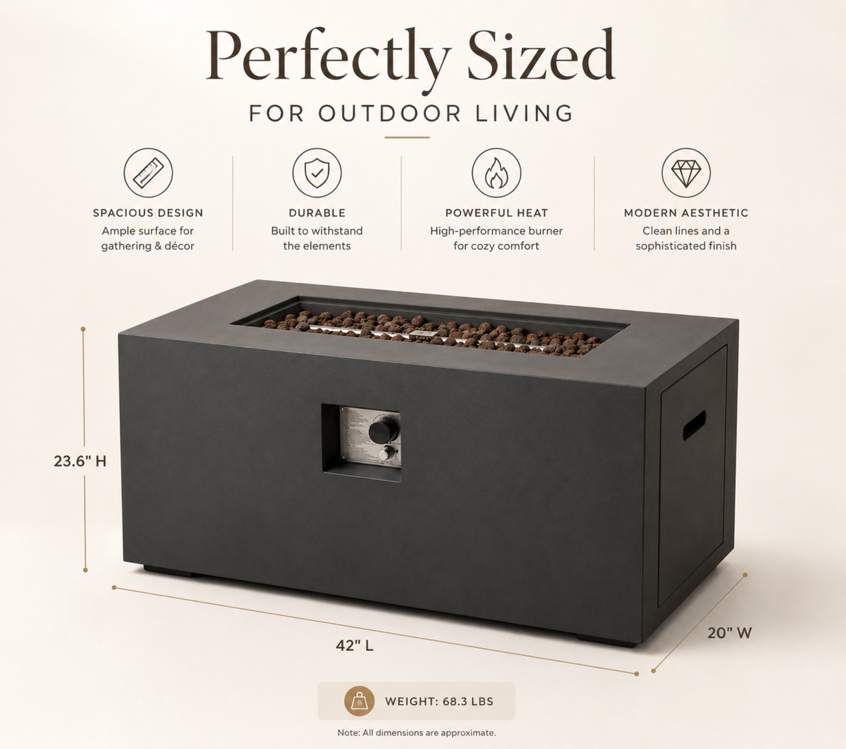 42-Inch Outdoor Fire Pit Table