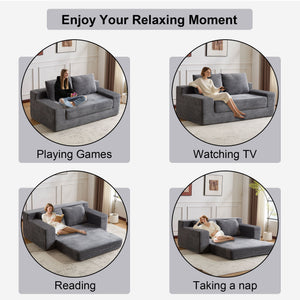 Comfortable Deep Seat Loveseat Sofa Bed, Reversible Cushion With Pillows