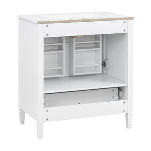 Elegant Fluted Bathroom Vanity With Sink, Soft Close Doors & Drawer