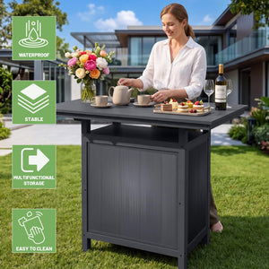 Outdoor Bar Patio Kitchen Island with HDPE & Aluminum Frame