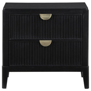 Mason - 2 Drawer Nightstand With Fluted Design - Black
