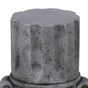 Outdoor End Table, Round Side Table For Patio And Garden - Antique Gray