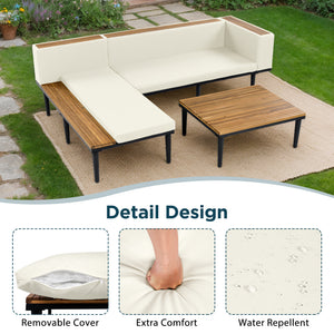 Luxury L-Shaped Acacia Wood Patio Furniture Set with Cushions