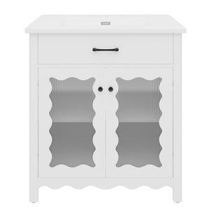 Modern Bathroom Vanity With Tempered Glass Doors