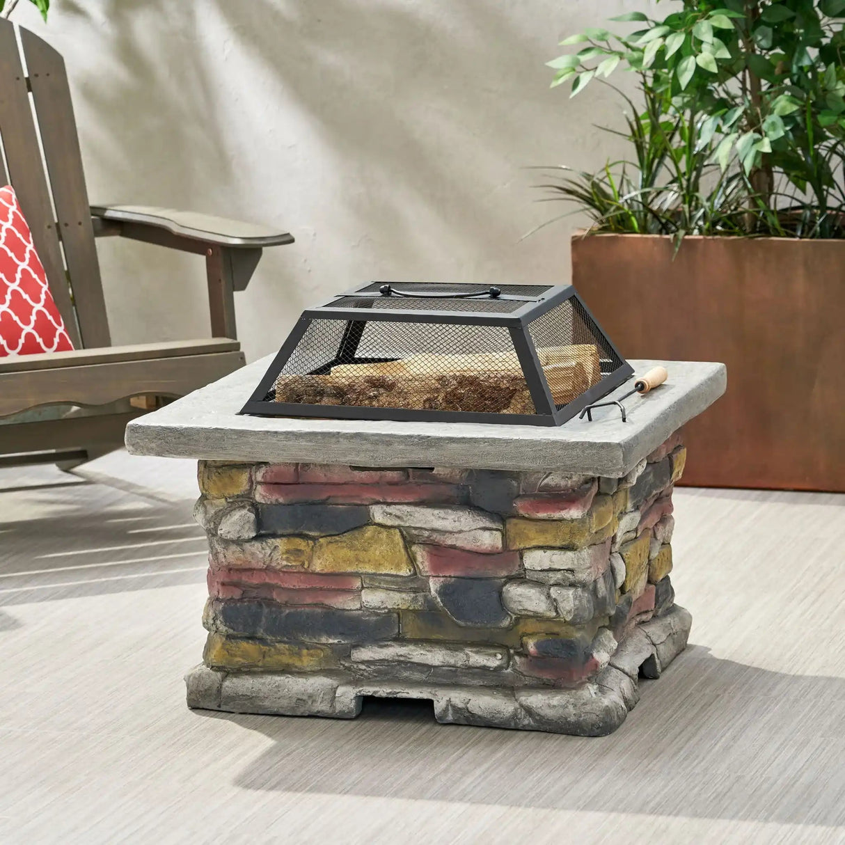 Outdoor Wood Bruning Magnesium Oxide Fire Pit With Lid - Best Buy Furniture